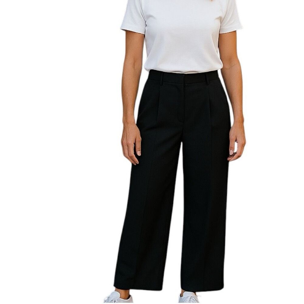 Figs Pro Black Pleated Front Mid-Rise Wide Leg Trouser Pants Dark Wash Size XS